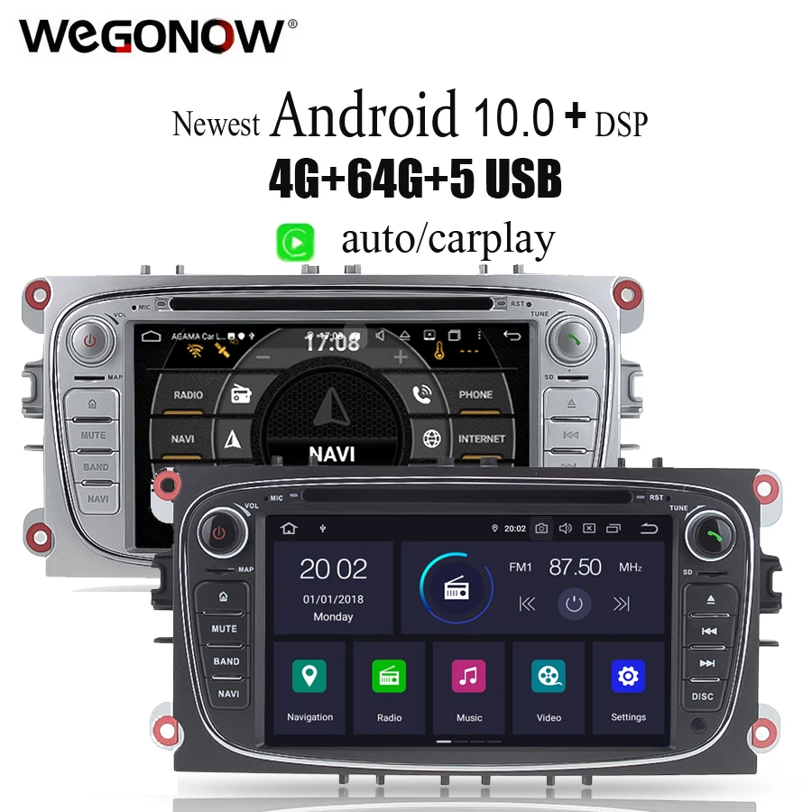 PX6 DSP HD IPS Android 10 4 Гб RAM Автомобильный мультимедийный GPS Bluetooth wifi dvd плеер для Ford Focus