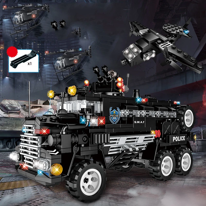 8 в 1 SWAT City Police Series строительные блоки Автомобильная игрушка ehicle вертолет кирпичи