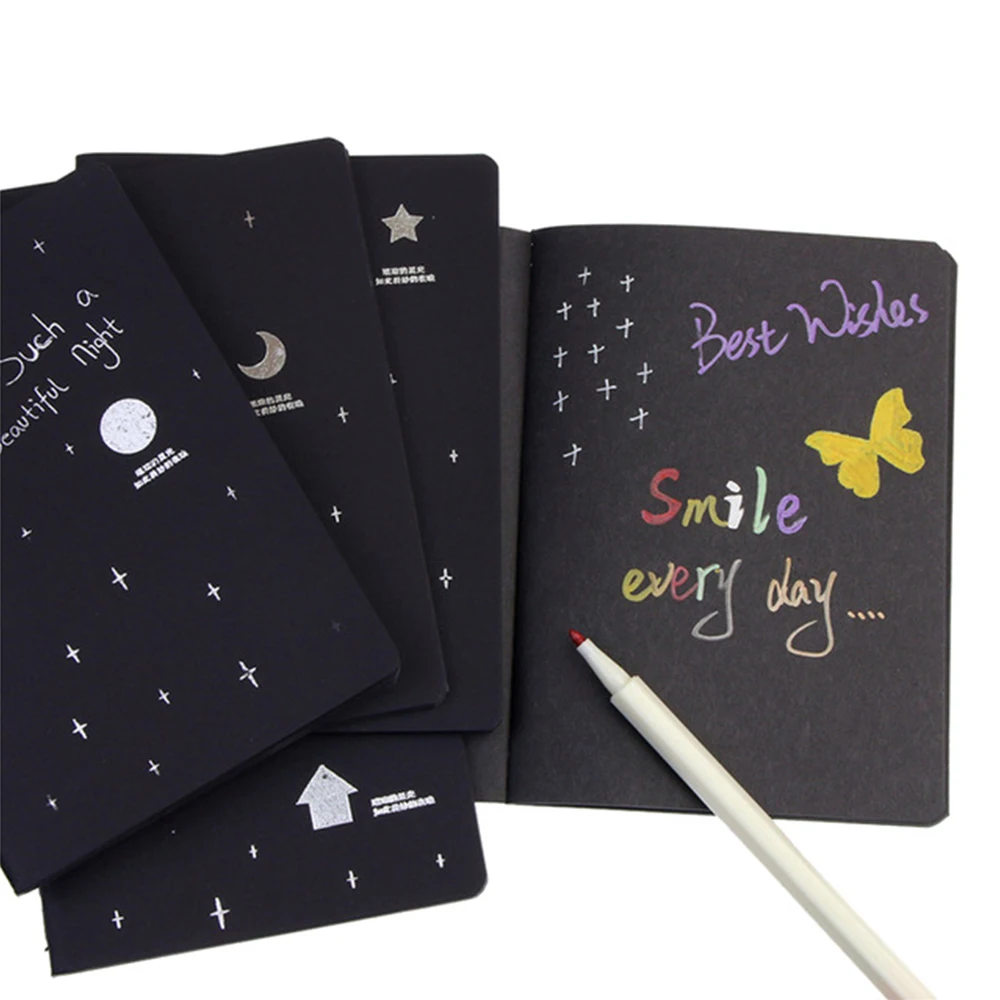 Painting Notebook Sketching Book Black Paper 32k 56 Pages Writing Diary Art Supplies Creative Drawing Student School Stationery
