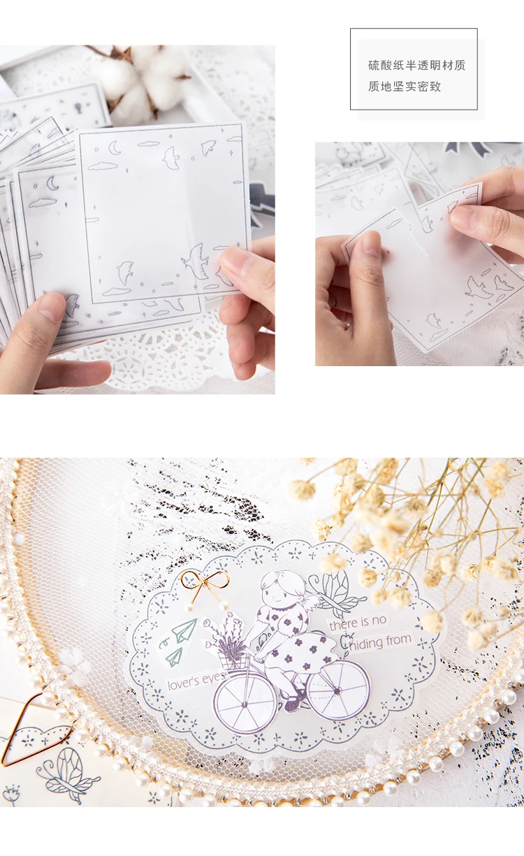 30pcs/pack Forest Series Vintage Journal Transparent Paper Sticky Notes Memo Pad Planner Stickers Kawaii Stationery Notepad