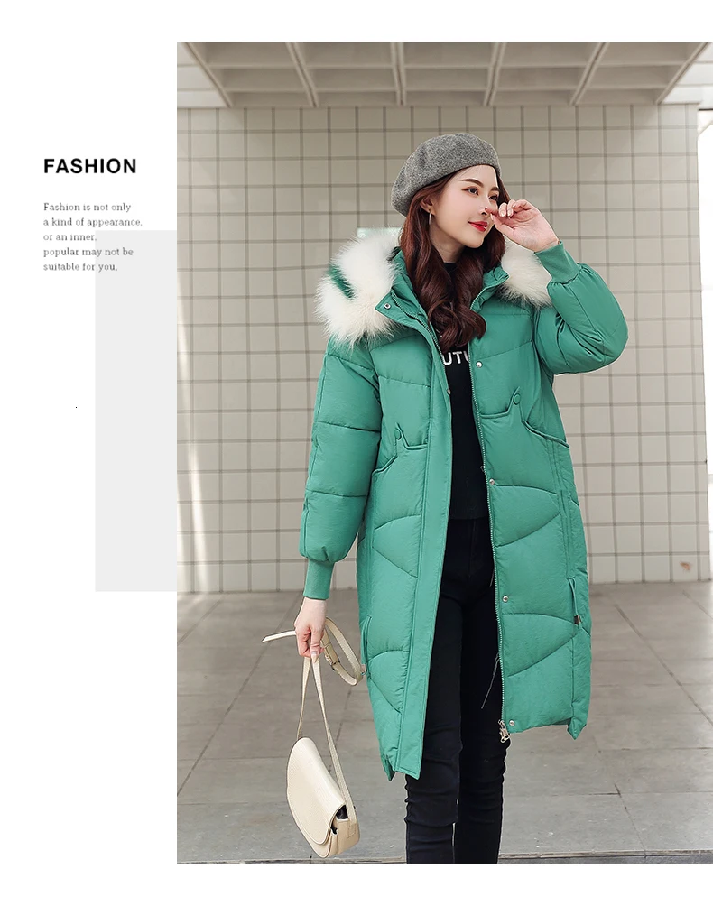 Шикарное длинное меховое пальто для женщин с капюшоном, пекарня, большой размер, зимнее пуховое пальто, тяжелая куртка, Толстая теплая ватная парка с большим карманом