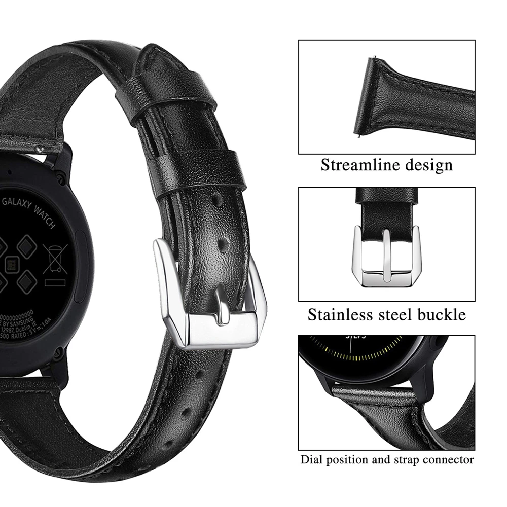 Ремешок для часов samsung Galaxy Watch Active 2 44 мм ремешок 20 мм сменный ремешок из натуральной кожи для active2 40 мм браслет на запястье