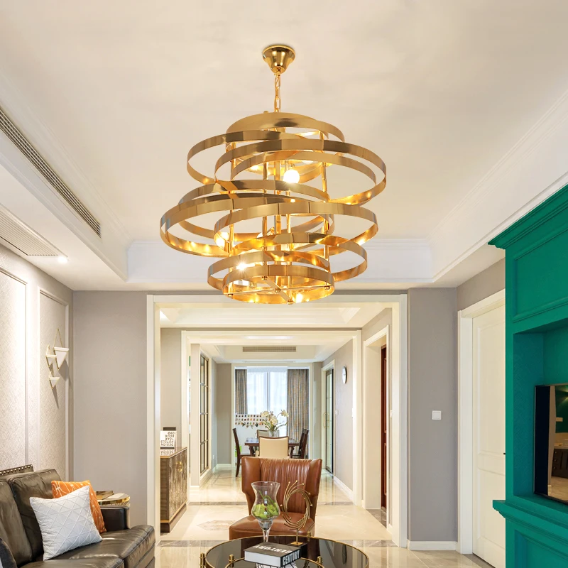 Special Offers Post-modern Tornado Chain Pendant Light Restaurant Living Room Fixture Dining Room Lighting Hanging Lamp Golden Indoor Droplight