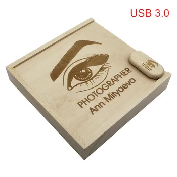 

TEXT ME usb 3.0 photography custom made Wooden+box usb flash drive pendrive 4GB 8GB 16GB 32GB maple wooden usb3.0