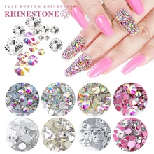 

1 bag Nail RhinestoneNail Art Glass Crystal AB Rhinestones Flat Back Nail Decorations Round Nail Stones DIY Salon Manicure Decor