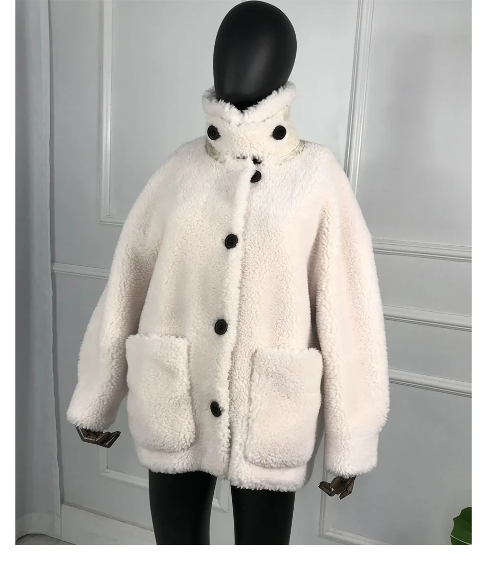 Короткое повседневное пальто из натурального овечьего меха, пальто с плюшевым мишкой,, шерстяное пальто, куртка, зимняя новая модная теплая верхняя одежда, большие размеры