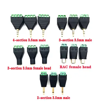 

3pcs/lot Video AV 3.5mm 4 Pole Stereo Male to AV Screw Terminal Stereo Jack 3.5 mm male 3 pin 4 pin Terminal Block Plug connecto
