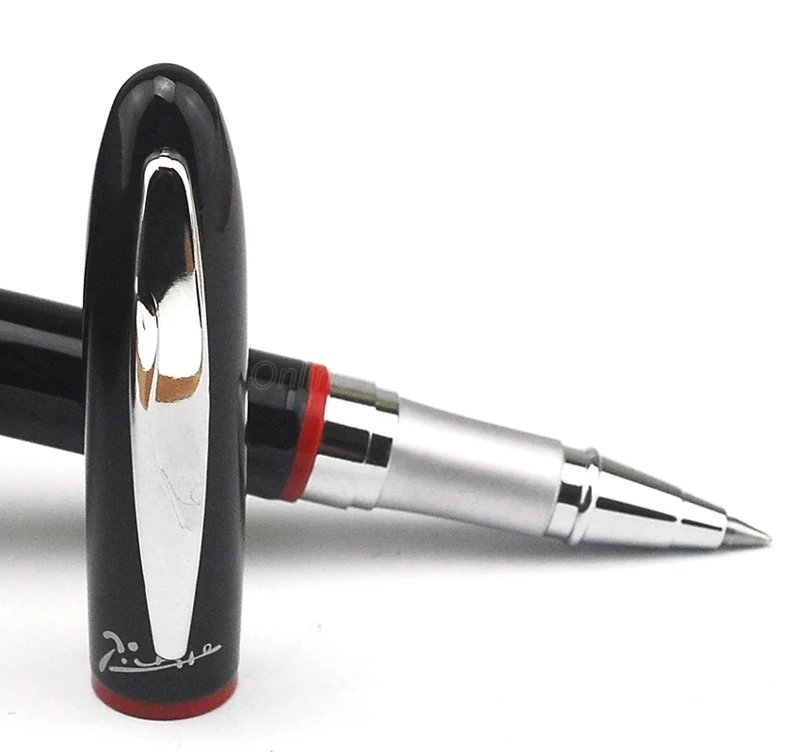 Picasso 907 Elegant Montmartre Pimio Metal Black Roller Ball Pen With Red Ring Original Box Fine Nib For Business Writing Pen diary notebook premium flower theme a5 notebook monthly planner with smooth writing thickened pages coil ring calendar