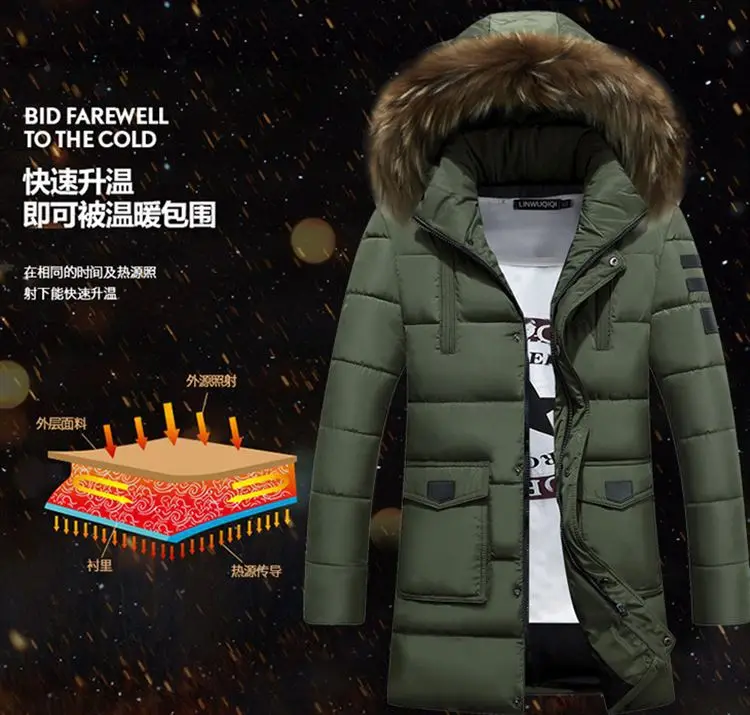 MEN'S Cotton-padded Coat Winter Mid-length Korean-style Thick down Jacket Cotton-padded Clothes Winter Cotton-padded Jacket Sub