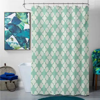 

Shower Curtains Grey Mint,Victorian Style Old Fashioned Floral Motifs Nature Theme Pattern Feminine,Mint Emerald Pale Green,W60