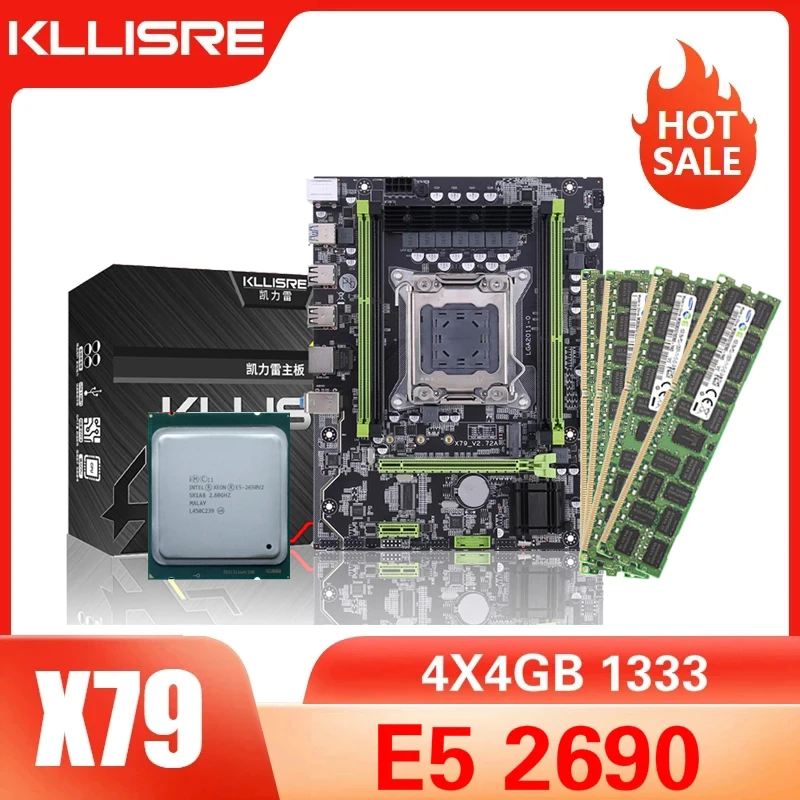 Комплект материнской платы Kllisre X79 LGA 2011 Xeon E5 2690 4 шт. X ГБ = 16 1333 МГц DDR3 память ECC REG |
