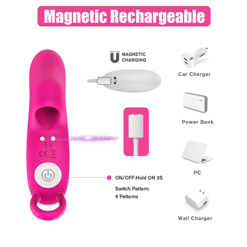 Вибратор G Spot Finger с 9 мощной вибротекстурированной головкой для интенсивной