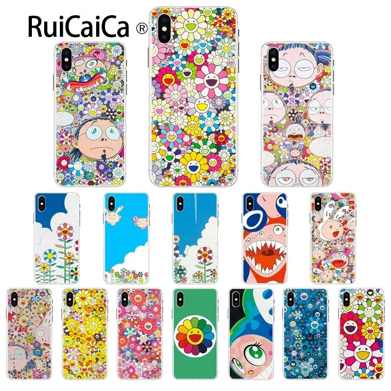 

Ruicaica Takashi Murakami Sun flower eye Pattern TPU Soft Phone Cell Phone Case for iPhone 5 5Sx 6 7 7plus 8 8Plus X XS MAX XR