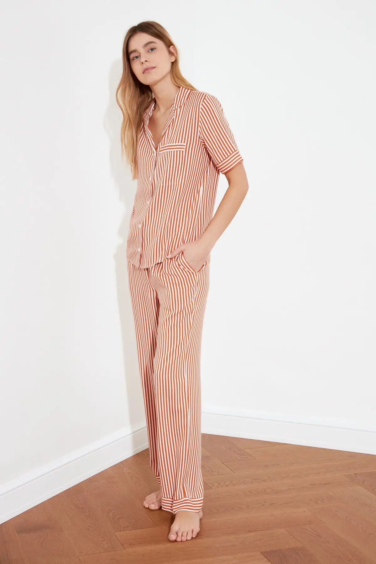 Trendyol Striped Woven Pajamas set THMSS21PT0159 Trendyol Striped Woven Pajamas set THMSS21PT0159