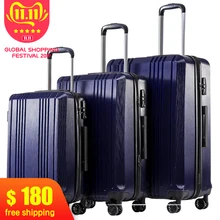 Набор из 3 предметов для багажа с фиксатором TSA Spinner 20in24in28in расширяемый чемодан PC+ ABS Комплект из 3 предметов жесткий багаж