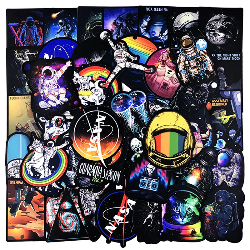 

50 Pcs/pack Planetary Astronaut Galaxy Space Stickers For Suitcase Guitar Laptop Computer Bicycle Motorcycle Toys Pegatinas