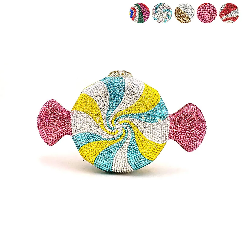 Женские вечерние клатчи элегантные со стразами в виде мяты перечной с конфетными