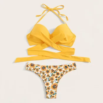 

Women's Swimming sult sexy bikini set swimwear Costume Padded Swimsuit Monokini solid Push Up bra Bikini Sets Swimwear