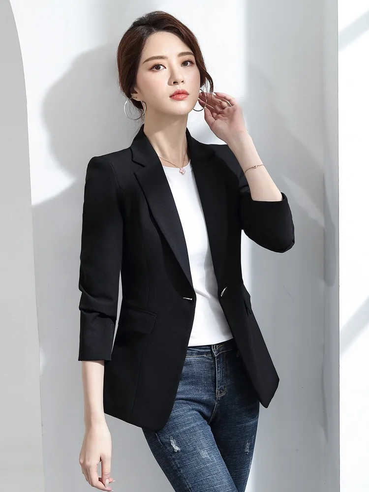 Women Blazer Korea Casual Slim Blazers Jackets Work Coat Outerwear Fashion Autumn Career Female Jacket Office Lady evening pant suits Suits & Blazers