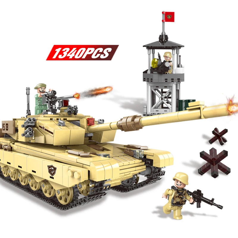 

1340PCS Military Chinese Type 99 Tank Building Blocks Legoing Technic Tank WW2 Police Soldier Weapon Bricks Toys for Kids