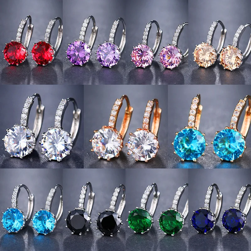 

Korean style temperament all-match simple style zircon Women's Hoop earring female 11 colors optional ear buckle fashion jewelry