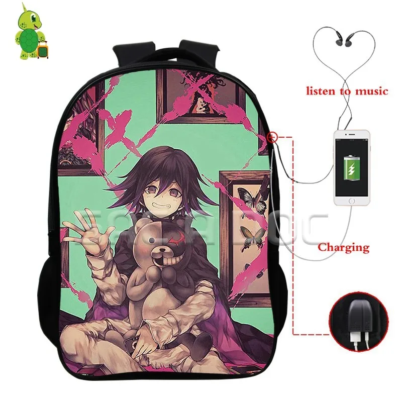 Аниме Danganronpa Monokuma рюкзаки многофункциональная USB зарядка Разъем для наушников
