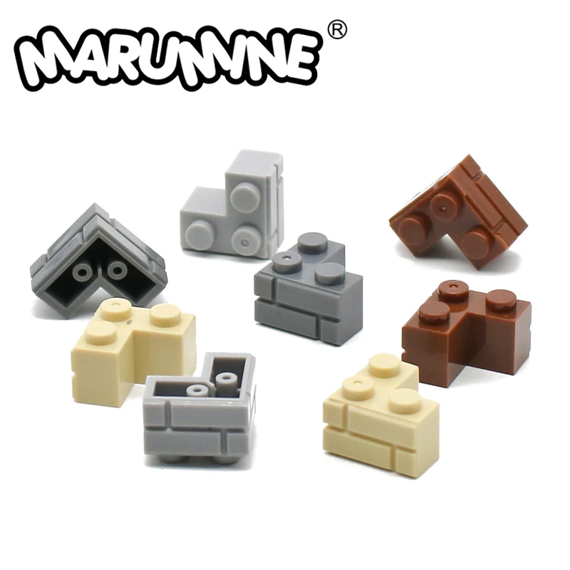 Marumine, 100 шт., 2x2 точки, Угловые настенные кирпичи, кубик, Классический строительный блок, игрушки-создатели, Строительный набор MOC, совместимый 2357