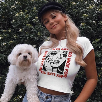 

Camiseta verano mujer 2019 T-shirt Summer Woman T-shirt Girls Print Short Sleeve O-Neck Cotton Spandex Top Slim Fit Soft T-shirt