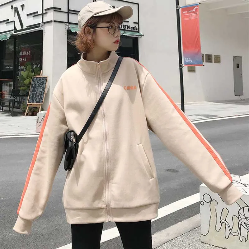 Бежевый NiceMix джинсовая куртка женские свободные пальто с длинными рукавами Boyfriend Harajuku Весна Осень Новые джинсовые пальто женские высокого качества - Цвет: Бежевый