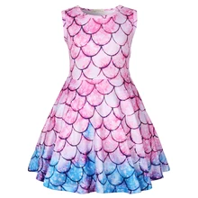 Платье Русалочки нарядный костюм для вечеринки для девочек, детские весы с объемным принтом, карнавальный костюм на Хэллоуин, одежда радуги, платье Ариэль для костюмированной вечеринки