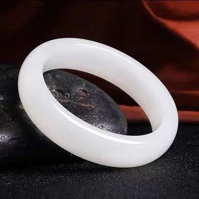 

Zheru Jewelry Natural Hetian Jade White 54-64mm Bracelet Elegant Princess Jewelry Best Gift for Mom and Girlfriend