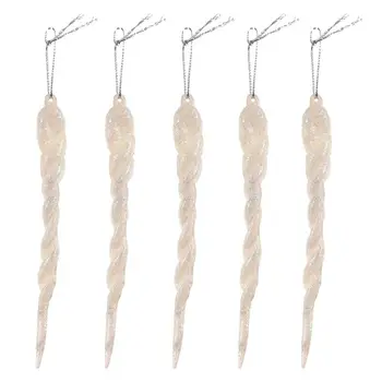 

10pcs Clear Plastic Pendant Transparent Icicle Pendant Christmas Tree Hanging Decoration DIY Drop Ornaments For Party Wedding