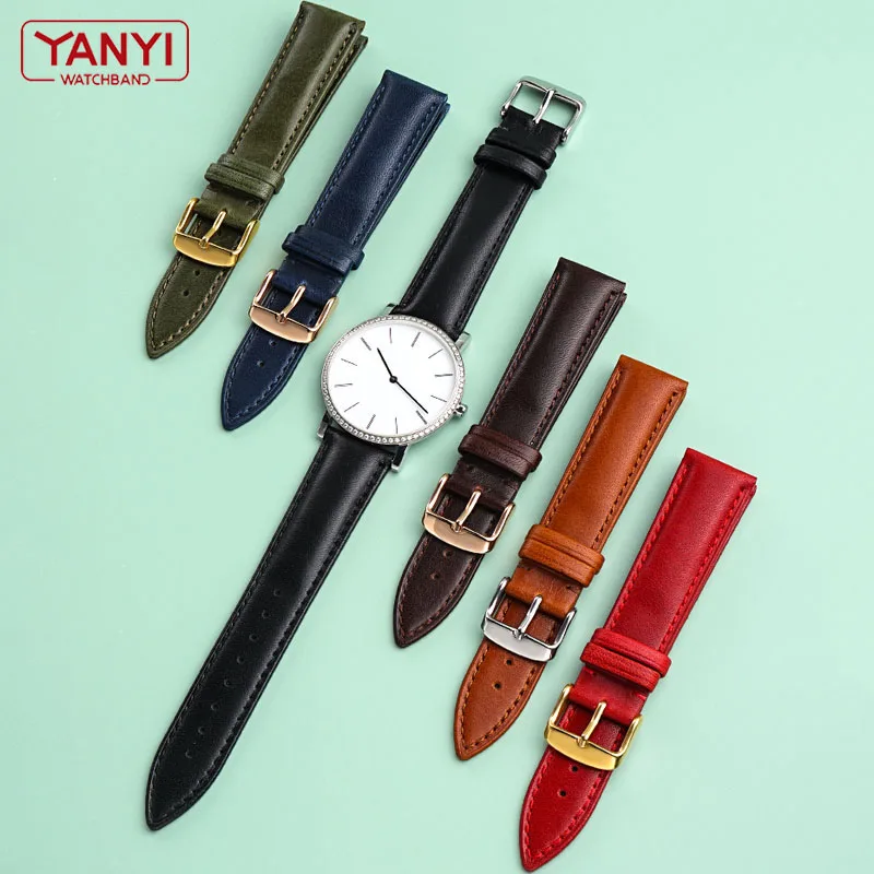 COW LEATHER Watchband 20mm  22mm watch strap wristwatches band handmade Genuine leather bracelet