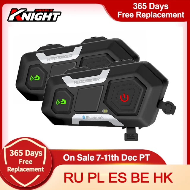 $US $62.41 HEROBIKER Motorcycle Intercom Waterproof 1200M Bluetooth Intercom Helmet Headset Moto Wireless Headset Intercom Motorcycle