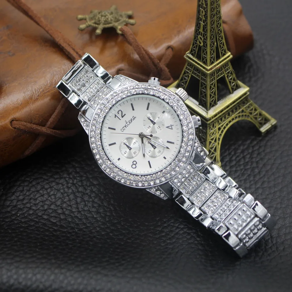 Новинка, модные повседневные часы с серебряными бриллиантами, женские часы, стразы, женские элегантные кварцевые наручные часы, Relogio Feminino