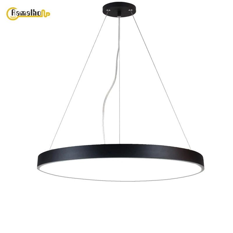 

Office Studio Pendant Lamp Modern led Penant Light Simple Black Round Office Building LED Lighting Supermarket Long Hanging Lamp