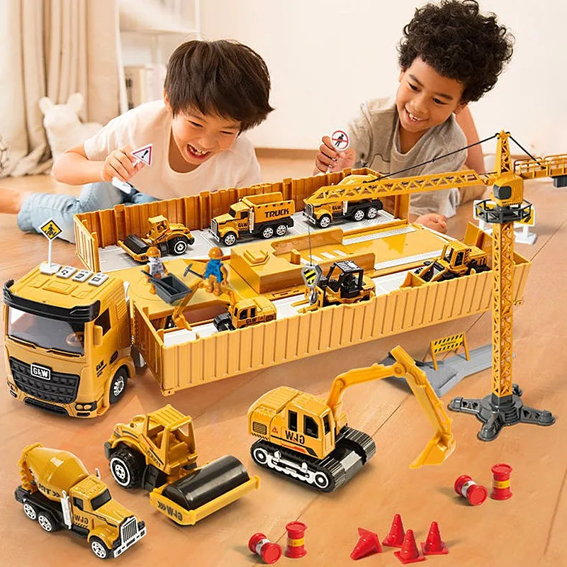 

Large Engineering Bulldozer Crane Construction Truck Tower Designer for Boys Play Excavator Vehicles Cars Set Toys for Kids Gift