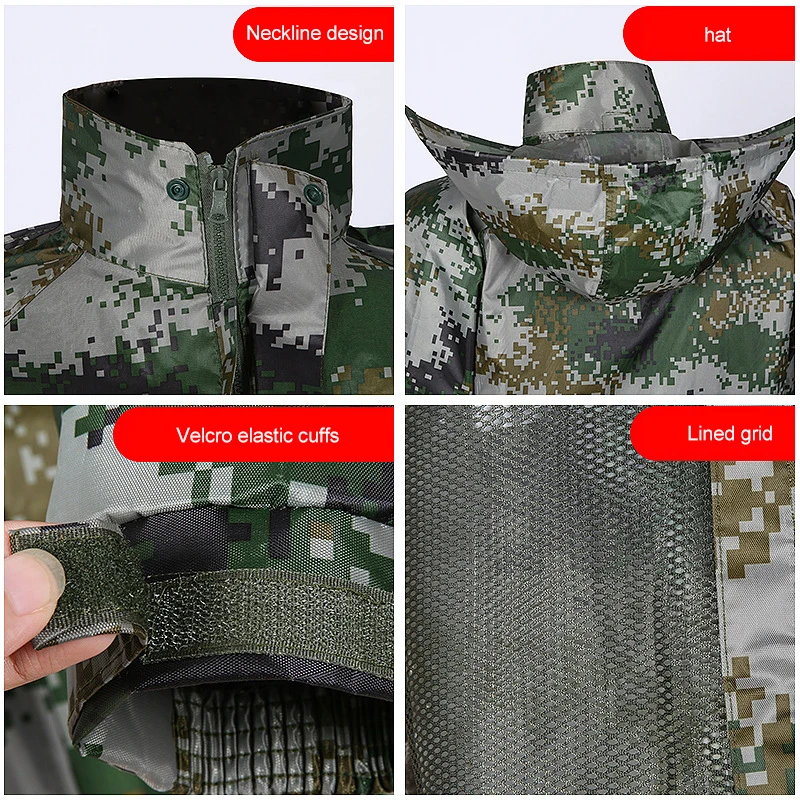 Зимний дождевик для взрослых, ткань Оксфорд, камуфляжная куртка Armygreen, дождевик, сохраняющий тепло и ветрозащитный дождевик, для пеших прогулок и альпинизма