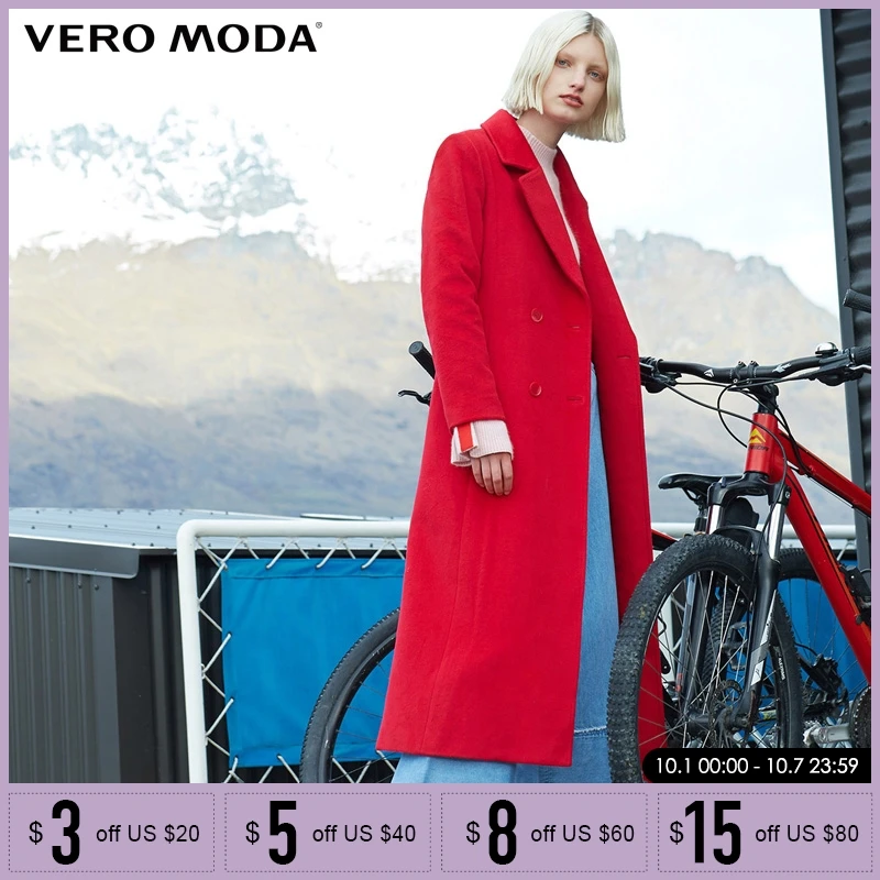 

Vero Moda double-breasted Belted 100% wool Coat Jacket |318427503