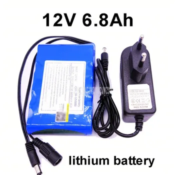 

12V 6.8Ah 6800mAh 18650 Rechargeable Lithium Battery Built-in Protection Board For Monitor Camera Router LED Light +12.6VCharger