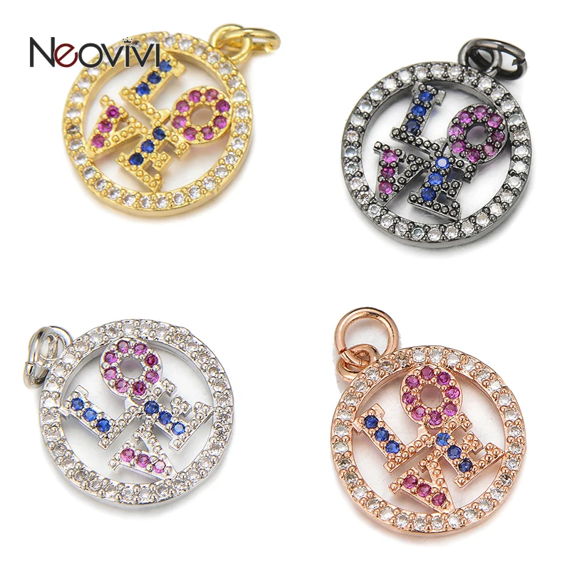 Круглые Подвески Neovivi с полыми надписями LOVE Романтический Красочный Циркон