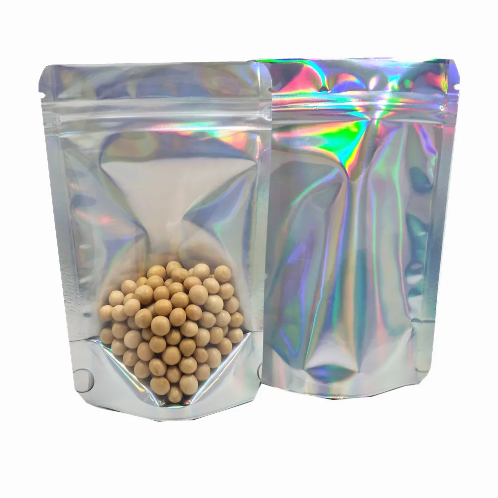 

50PCS/ Lot Plastic Stand Up Zip Lock Package Bags Aluminum Foil Self Sealable Zipper Bag Dried Tea Coffee Snacks Storage Pouches