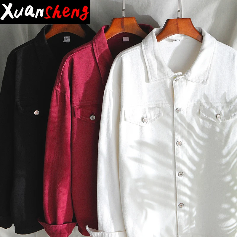 wine red denim jacket