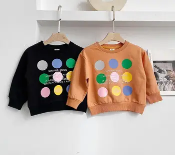 

2020 new girls boys dots t-shirt spring cotton fashion kids sweatshirt 1-6t HJ751
