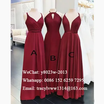 

Burgundy Chiffon Long Bridesmaid Dresses 2020 Sukienki Na Wesele Damskie Cheap Long A Line Wedding Party Dress For Women