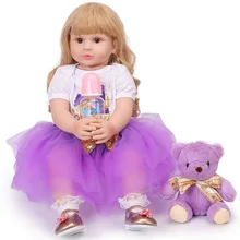 Новая кукла для новорожденных с золотыми волосами, 60 см, куклы для новорожденных, реалистичные, реалистичные, милые, силиконовые, для малышей, Bonecas, забавная игрушка для детей
