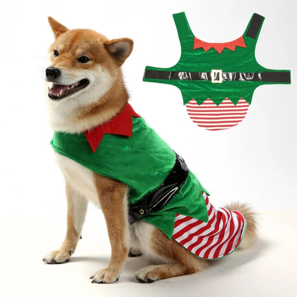 犬の変装 犬の衣装 ストライプ 冬の暖かい服 クリスマススーツ コスプレ衣装 かわいい犬の服 ジャンプスーツ ロンパース Aliexpress