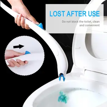 

Home Toilet Brush Silicone Bristles Bathroom Cleaner Cleaning Tool Tweezers Scrubber Brush Bent Tool Handle+Hanger+12 Refill