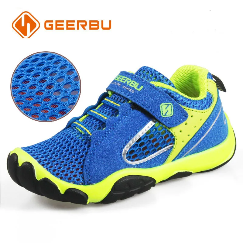single mesh blue 02 GEERBU, детские кроссовки для мальчиков, спортивная обувь, размеры 28-40, Детские кроссовки с дышащей сеткой, обувь для бега для подростков - Цвет: single mesh blue 02