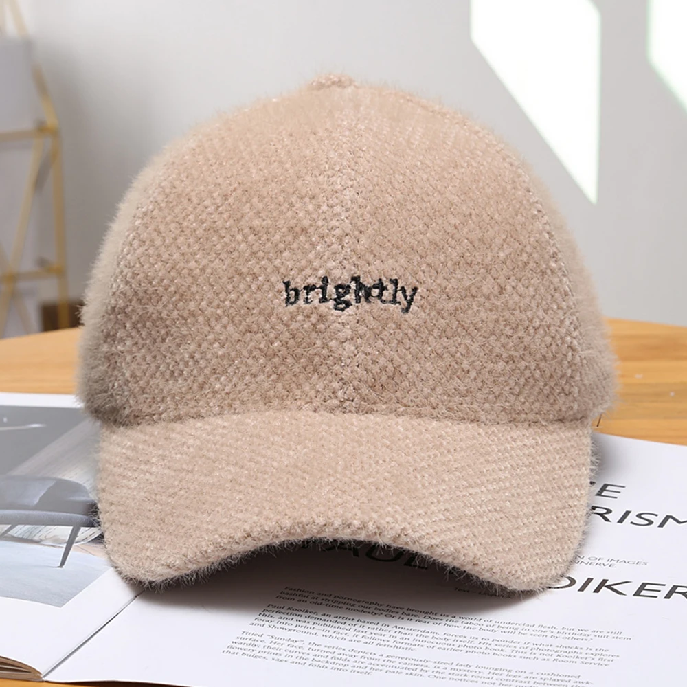 Khaki White Winter Cashmere Baseball Cap for Men Letter Luxury Brand Women Caps Outdoor Sports Golf Hat Casquette Femme baseball cap baseball caps baseball hats